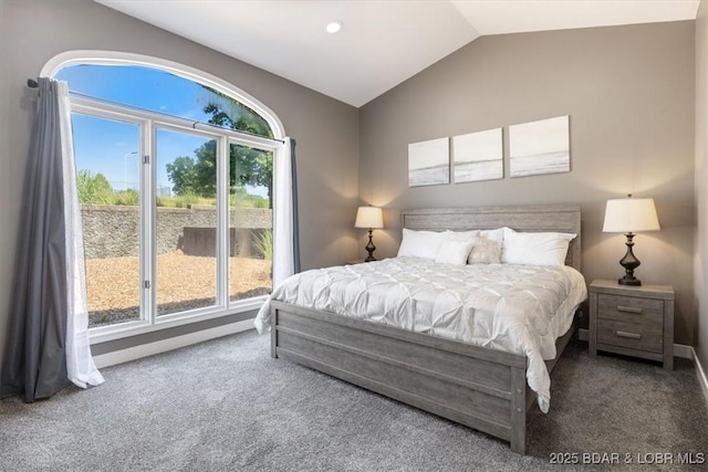 576 Racquet Club Dr Unit 407, Lake Ozark, MO 65049 - bedroom featuring vaulted ceiling and carpet floors