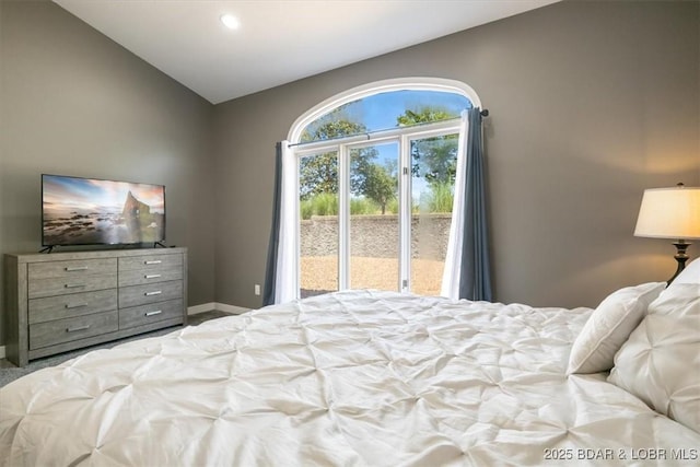 576 Racquet Club Dr Unit 407, Lake Ozark, MO 65049 - carpeted bedroom featuring lofted ceiling and recessed lighting