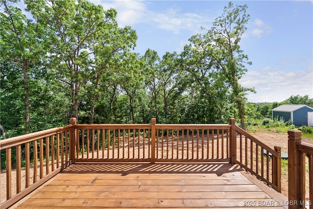 40 Walnut Ct, Eldon, MO 65026 - wooden deck with a storage unit