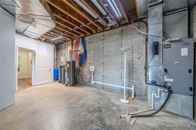 1480 Copperstone Rd, Camdenton, MO 65020 - basement featuring heating unit, a water pressure tank, and electric water heater