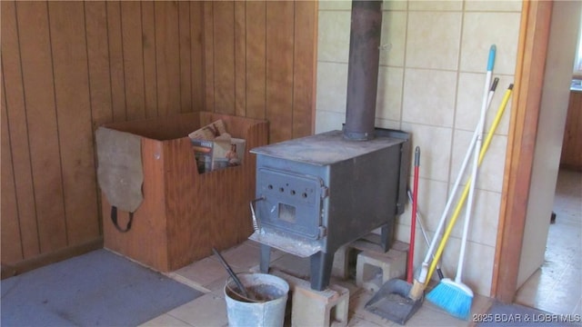 87 Central Ozarks Rd, Edwards, MO 65326 - detailed view of a wood stove and wooden walls