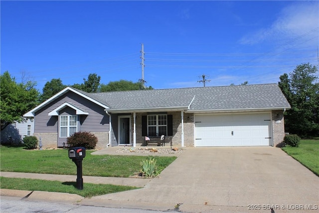 891 Azalea Ct, Osage Beach, MO 65065 - ranch-style house featuring covered porch, an attached garage, and brick siding
