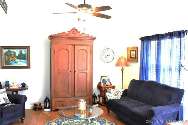 891 Azalea Ct, Osage Beach, MO 65065 - living room featuring ceiling fan and wood finished floors