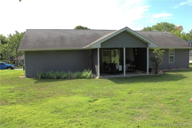 891 Azalea Ct, Osage Beach, MO 65065 - back of property with a yard, a patio, and roof with shingles