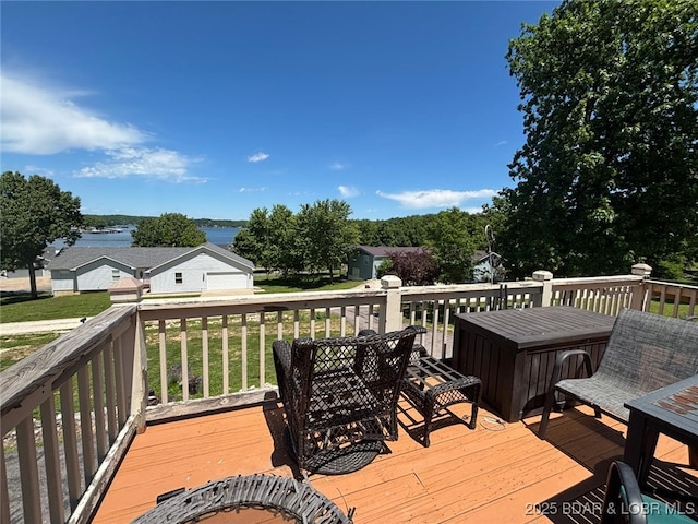 17362 Country Life Rd, Gravois Mills, MO 65037 - deck with a water view and a lawn