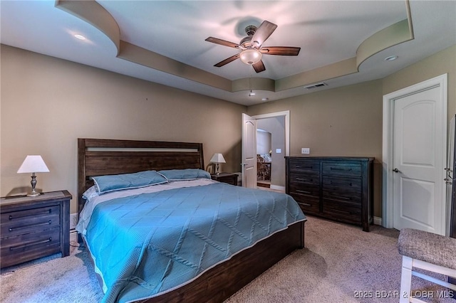 326 Bloomington Dr, Four Seasons, MO 65049 - carpeted bedroom with a raised ceiling, a ceiling fan, and recessed lighting