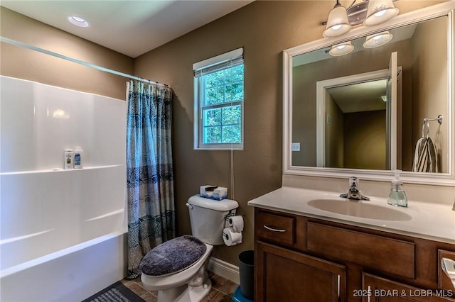 326 Bloomington Dr, Four Seasons, MO 65049 - full bathroom with vanity, shower / tub combo, and tile patterned floors