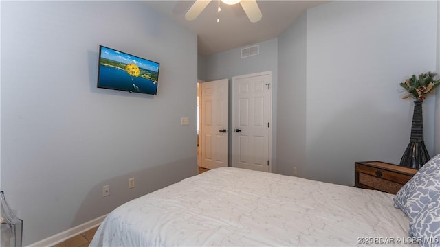 54 Palisades Lakeview Dr Unit 1B, Lake Ozark, MO 65049 - bedroom featuring ceiling fan and baseboards