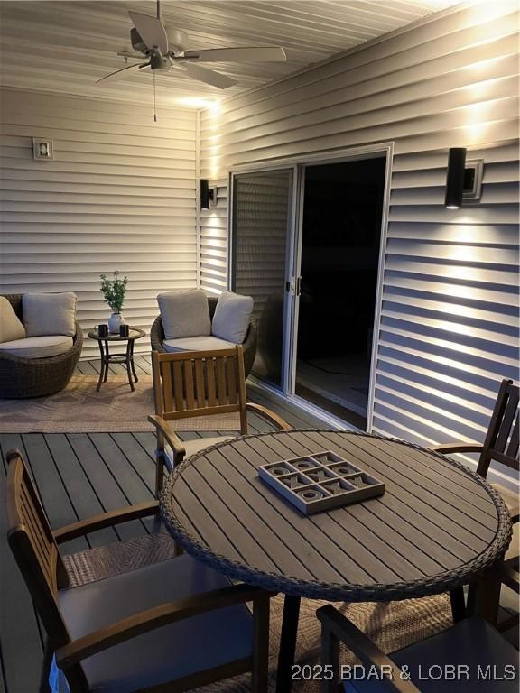 295 Highland Shores Dr Unit 5F, Lake Ozark, MO 65049 - view of patio / terrace with ceiling fan