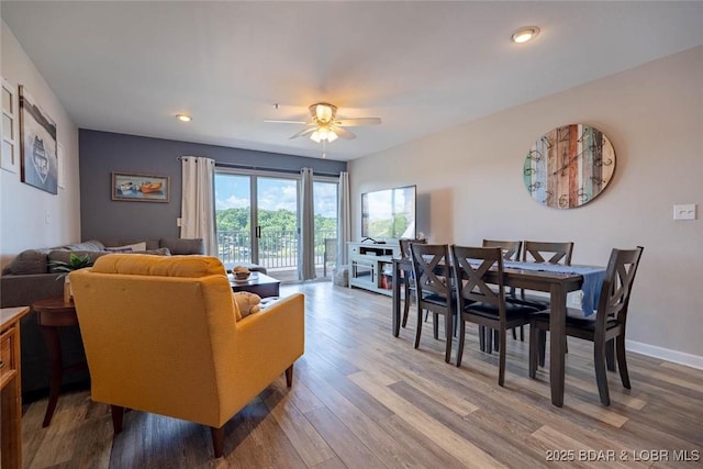 1481 Ledges Dr Unit C24, Osage Beach, MO 65065 - living area with a ceiling fan, wood finished floors, and recessed lighting