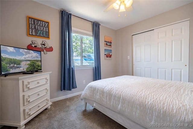 1481 Ledges Dr Unit C24, Osage Beach, MO 65065 - carpeted bedroom featuring a closet and a ceiling fan