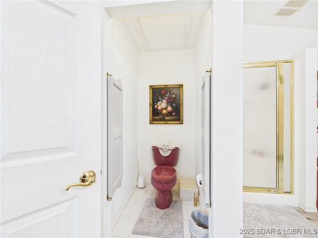 1620 Triple Cove Ln, Climax Springs, MO 65324 - bathroom with a shower stall and tile patterned floors