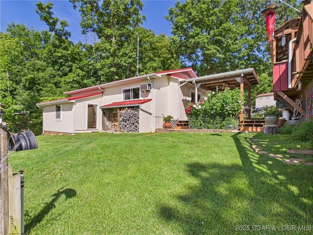 1620 Triple Cove Ln, Climax Springs, MO 65324 - view of front of property featuring stucco siding, a front lawn, and ceiling fan
