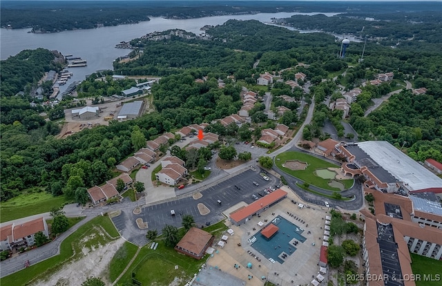 35 Casa Blanca Ct Unit 220-1A, Lake Ozark, MO 65049 - aerial view of property's location with a large body of water and a forest