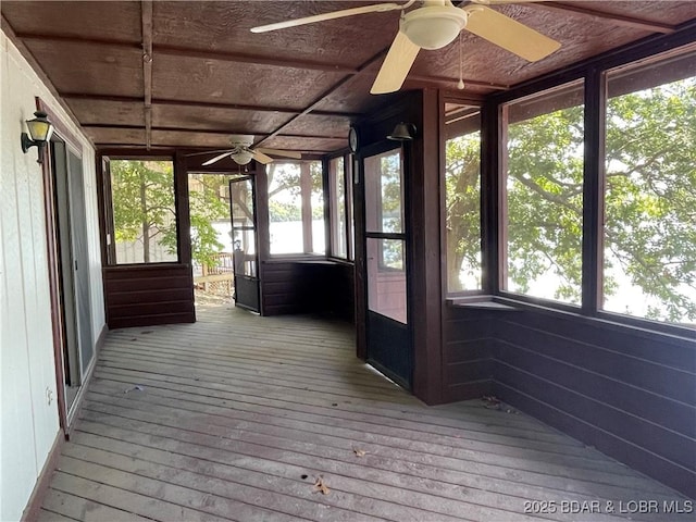 192 Ke Jo Point Rd, Gravois Mills, MO 65037 - unfurnished sunroom featuring ceiling fan
