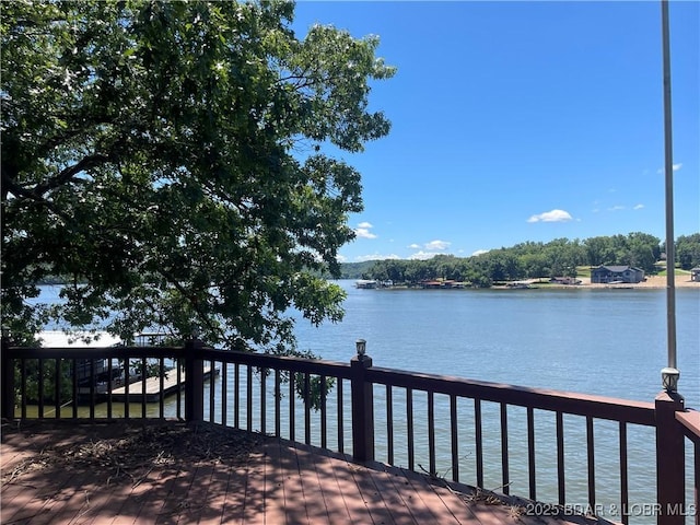 192 Ke Jo Point Rd, Gravois Mills, MO 65037 - wooden terrace featuring a water view