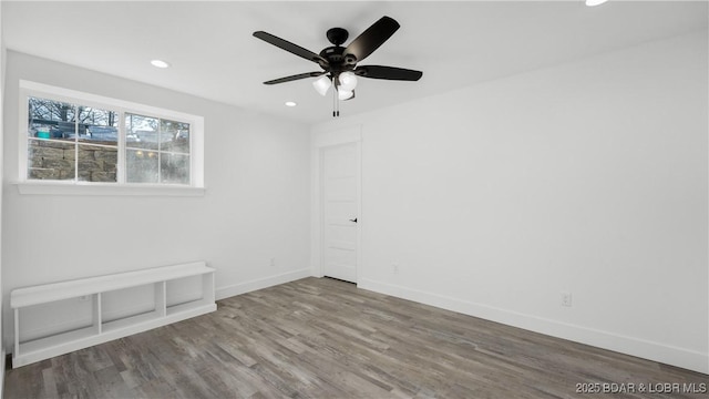 3164 Cross Creek Dr, Camdenton, MO 65020 - unfurnished room with wood finished floors, recessed lighting, and ceiling fan