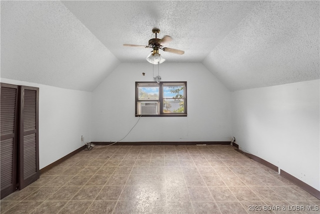 15617 Santa Fe Trl, Gravois Mills, MO 65037 - bonus room with a textured ceiling, ceiling fan, vaulted ceiling, and cooling unit