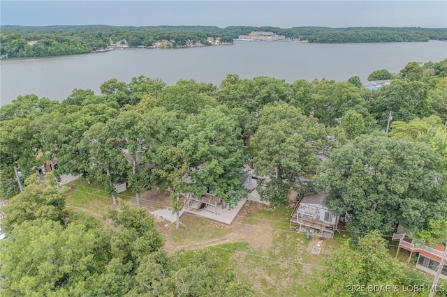54 White Rock Ln, Sunrise Beach, MO 65079 - aerial view of a nearby body of water and a heavily wooded area