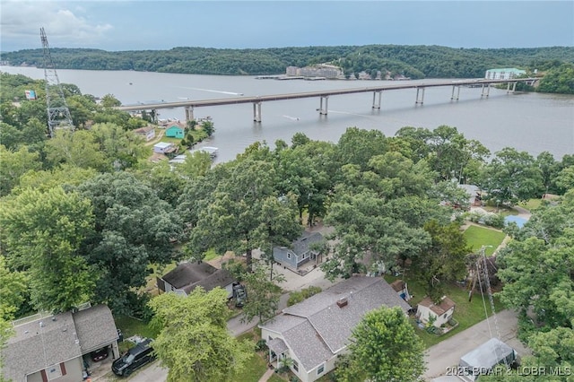 54 White Rock Ln, Sunrise Beach, MO 65079 - drone / aerial view of a notable bridge and a large body of water
