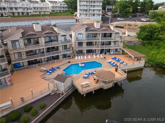 46 Aqua Fin Dr Unit 4A, Lake Ozark, MO 65049 - drone / aerial view of apartment complex and a large body of water