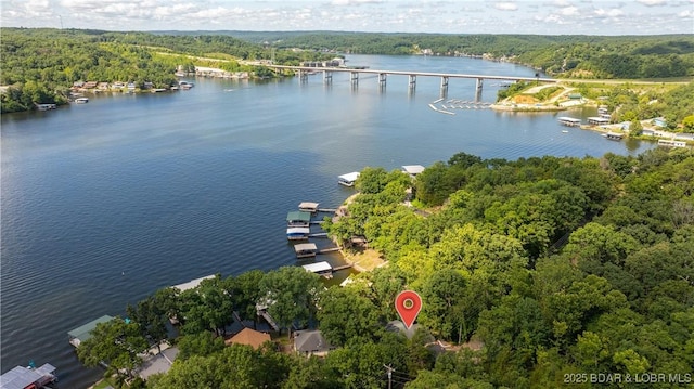 161 Tanglewood Dr, Camdenton, MO 65020 - drone / aerial view of a heavily wooded area and a nearby body of water