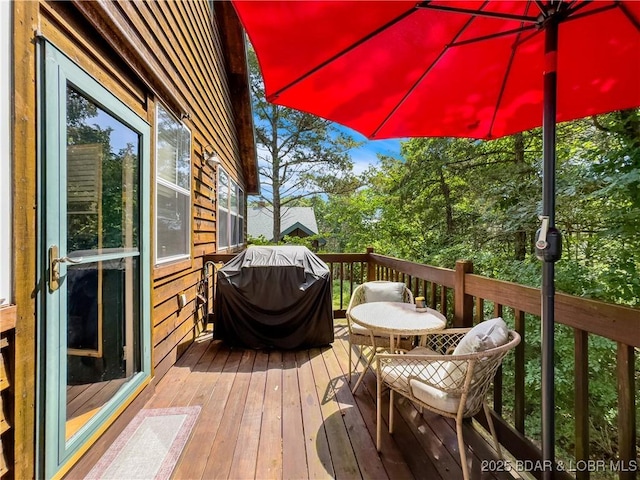 110 Golf View Dr, Camdenton, MO 65020 - wooden deck with area for grilling