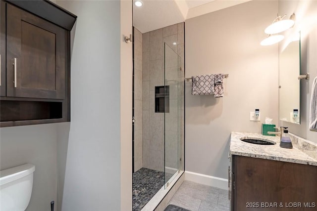 87 Glenmeadows Ct, Linn Creek, MO 65052 - full bath with vanity, a stall shower, and recessed lighting
