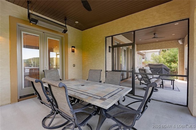 87 Glenmeadows Ct, Linn Creek, MO 65052 - view of patio / terrace with ceiling fan, outdoor dining area, and a grill