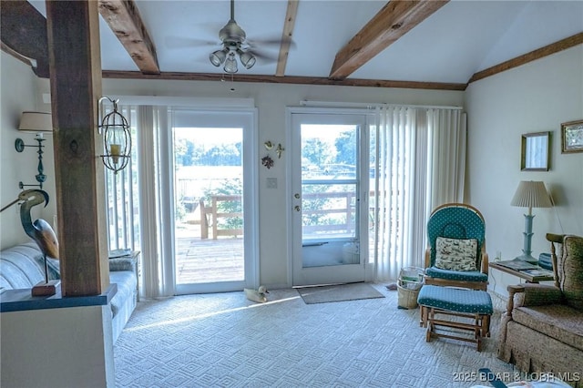 4230 Fox Hollow Ln, Stover, MO 65078 - carpeted foyer entrance featuring a ceiling fan