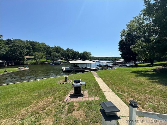 30024 Hawaii Rd, Gravois Mills, MO 65037 - dock area with a water view and a lawn