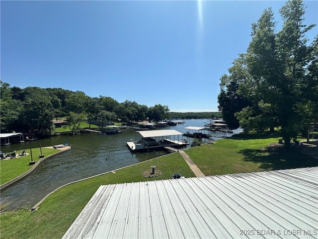 30024 Hawaii Rd, Gravois Mills, MO 65037 - dock area with a water view and a yard