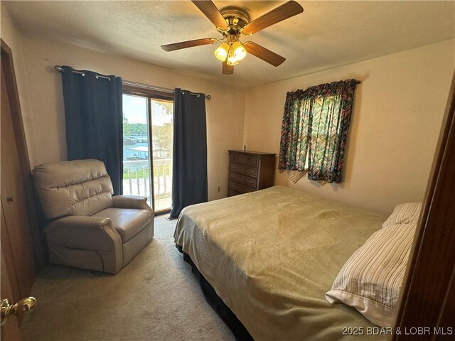 30024 Hawaii Rd, Gravois Mills, MO 65037 - carpeted bedroom with access to outside and ceiling fan