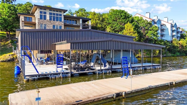 777 Malibu Rd, Osage Beach, MO 65065 - dock with a water view and boat lift