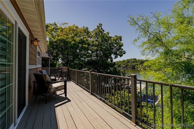 30310 Old Peony Rd, Gravois Mills, MO 65037 - wooden terrace with a water view