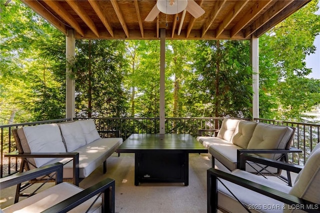 30310 Old Peony Rd, Gravois Mills, MO 65037 - view of patio / terrace featuring an outdoor hangout area and ceiling fan