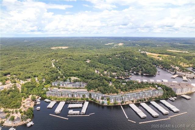 708 Harbour Towne Dr Unit E-708, Lake Ozark, MO 65049 - drone / aerial view of a forest and a nearby body of water