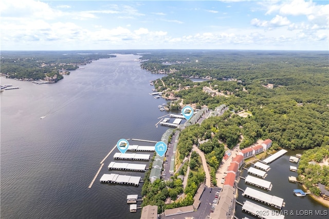 708 Harbour Towne Dr Unit E-708, Lake Ozark, MO 65049 - drone / aerial view of a large body of water and numerous boat docks