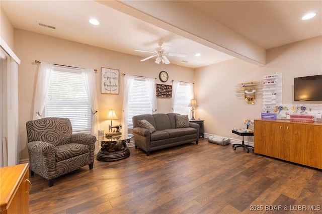 4331 Sunset Dr Unit B, Osage Beach, MO 65065 - living room featuring wood finished floors, recessed lighting, and ceiling fan