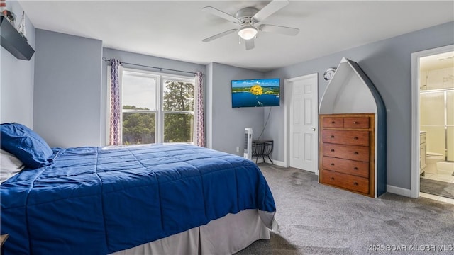 15 Knox Point Cir, Lake Ozark, MO 65049 - bedroom with carpet, ensuite bath, and a ceiling fan
