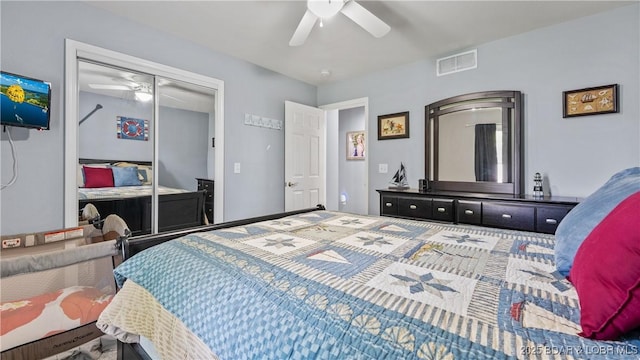 15 Knox Point Cir, Lake Ozark, MO 65049 - bedroom featuring ceiling fan and a closet