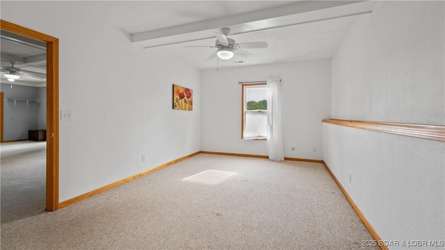 15 Knox Point Cir, Lake Ozark, MO 65049 - carpeted spare room featuring a ceiling fan and beamed ceiling