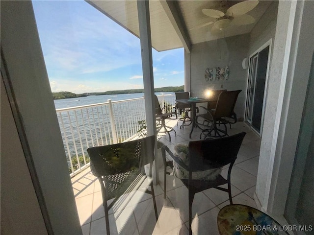 757 Malibu Rd Unit 101B, Osage Beach, MO 65065 - balcony with a water view and ceiling fan