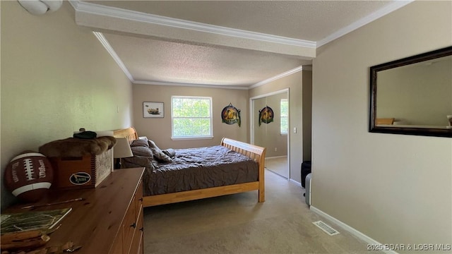 2096 Birchwood Ln, Osage Beach, MO 65065 - carpeted bedroom with crown molding and a textured ceiling