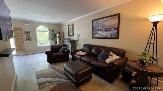 2096 Birchwood Ln, Osage Beach, MO 65065 - living room with wood finished floors and ornamental molding