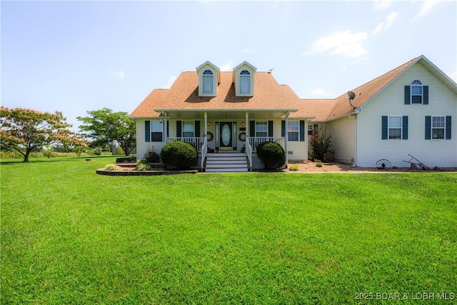 2174 State Road V, Linn Creek, MO 65052 - new england style home with a porch, a front lawn, and a shingled roof