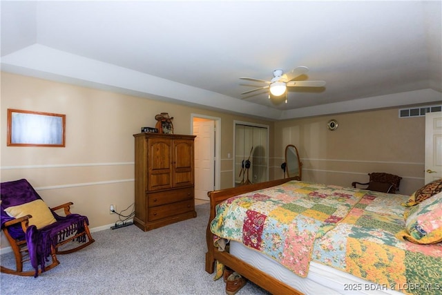 2174 State Road V, Linn Creek, MO 65052 - bedroom with carpet flooring, a closet, and a ceiling fan