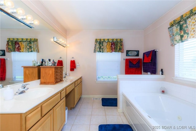 2174 State Road V, Linn Creek, MO 65052 - full bath with double vanity, a garden tub, and tile patterned flooring