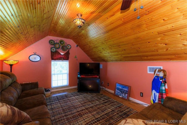 2174 State Road V, Linn Creek, MO 65052 - living room featuring lofted ceiling, wood ceiling, and wood finished floors