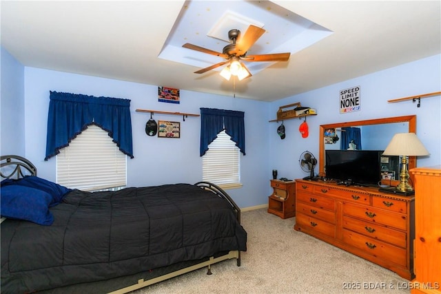 2174 State Road V, Linn Creek, MO 65052 - bedroom with light carpet and a ceiling fan